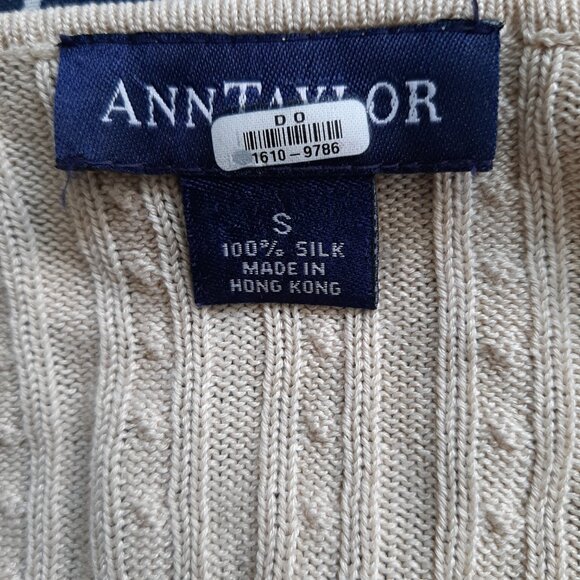 Vintage Ann Taylor Silk Yellow Cable Knit Sweater Small Classic Preppy - Picture 5 of 5